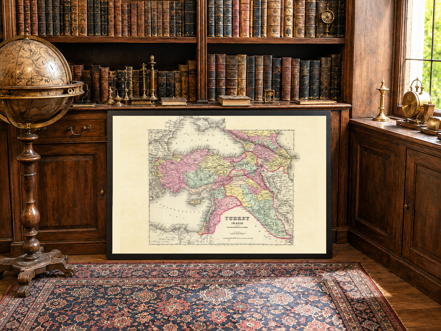 1856 Turcja Azja Kaukaz Druk kartograficzny - Stara mapa ze szczegółowymi granicami i geografią