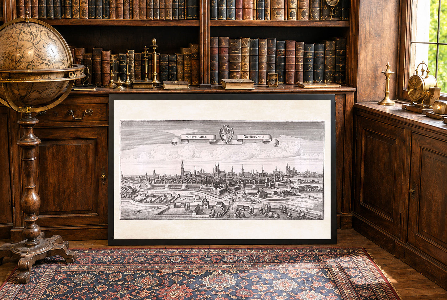 1650 Wroclaw Map Poster - Breslau City Plan with Fortifications and Church Spires