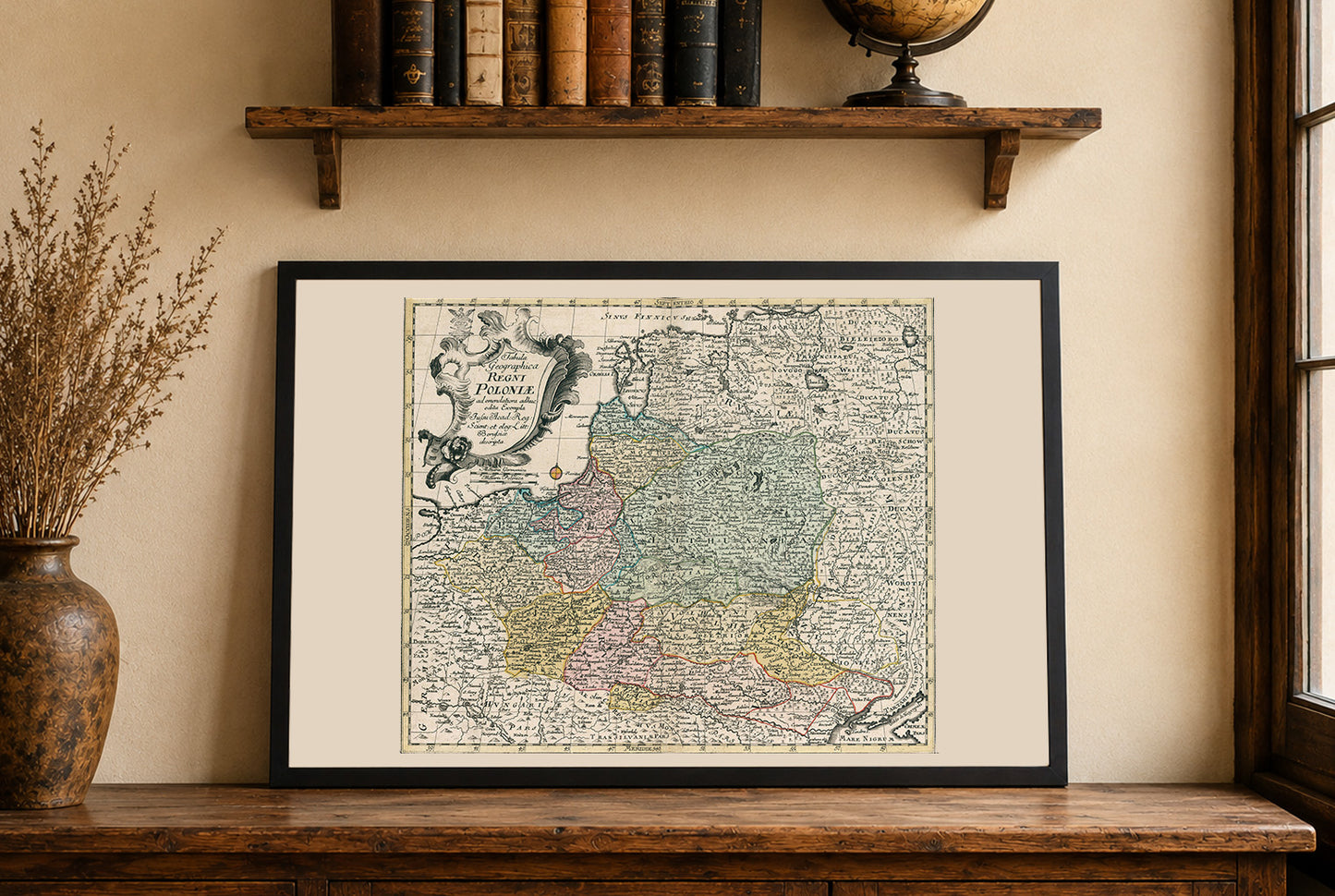 1753 historyczna mapa ścienna Rzeczpospolitej Obojga Narodów