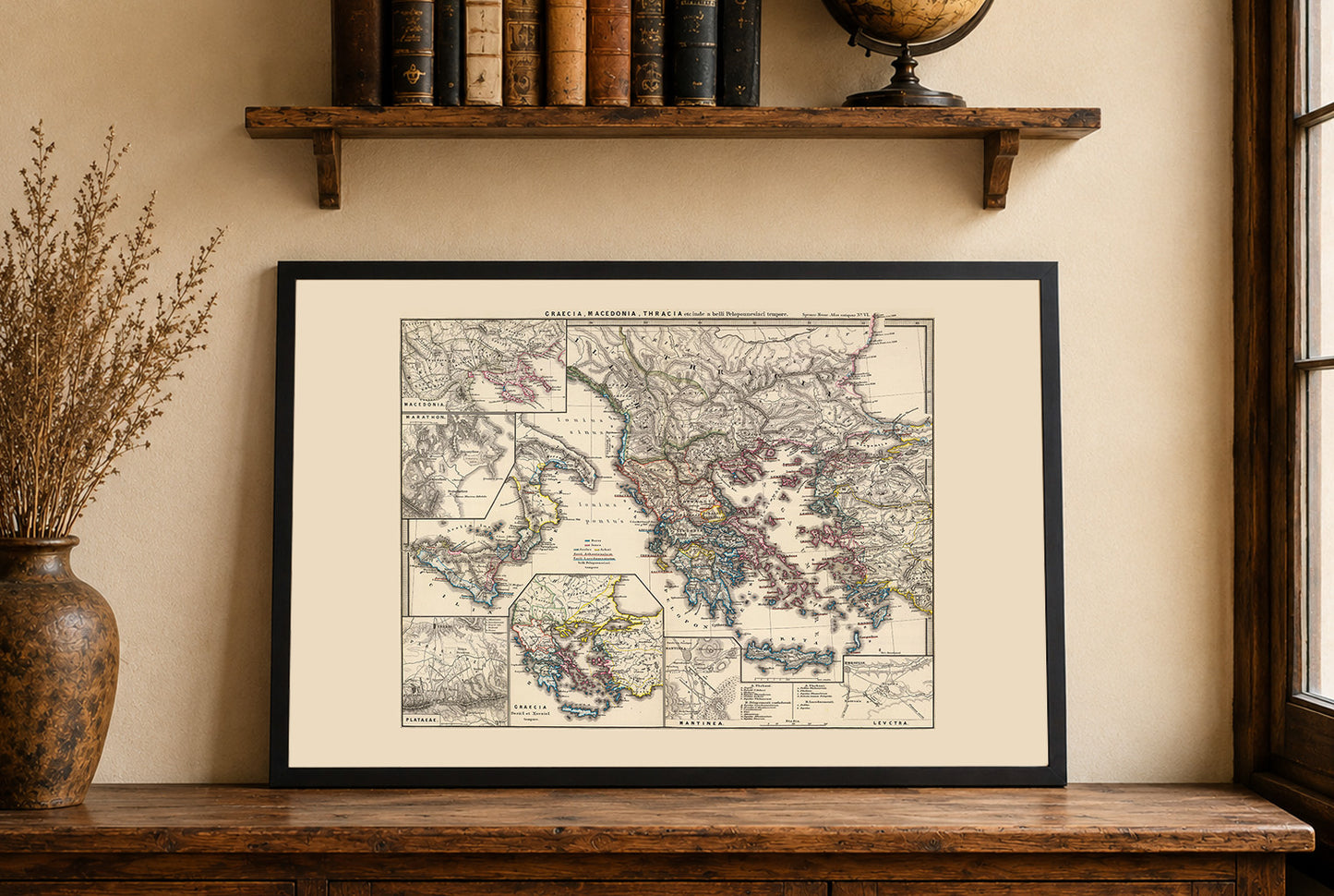 Antike Griechenland Karte Poster - Vintage Griechischer & Makedonischer Historischer Atlas Wandkunst