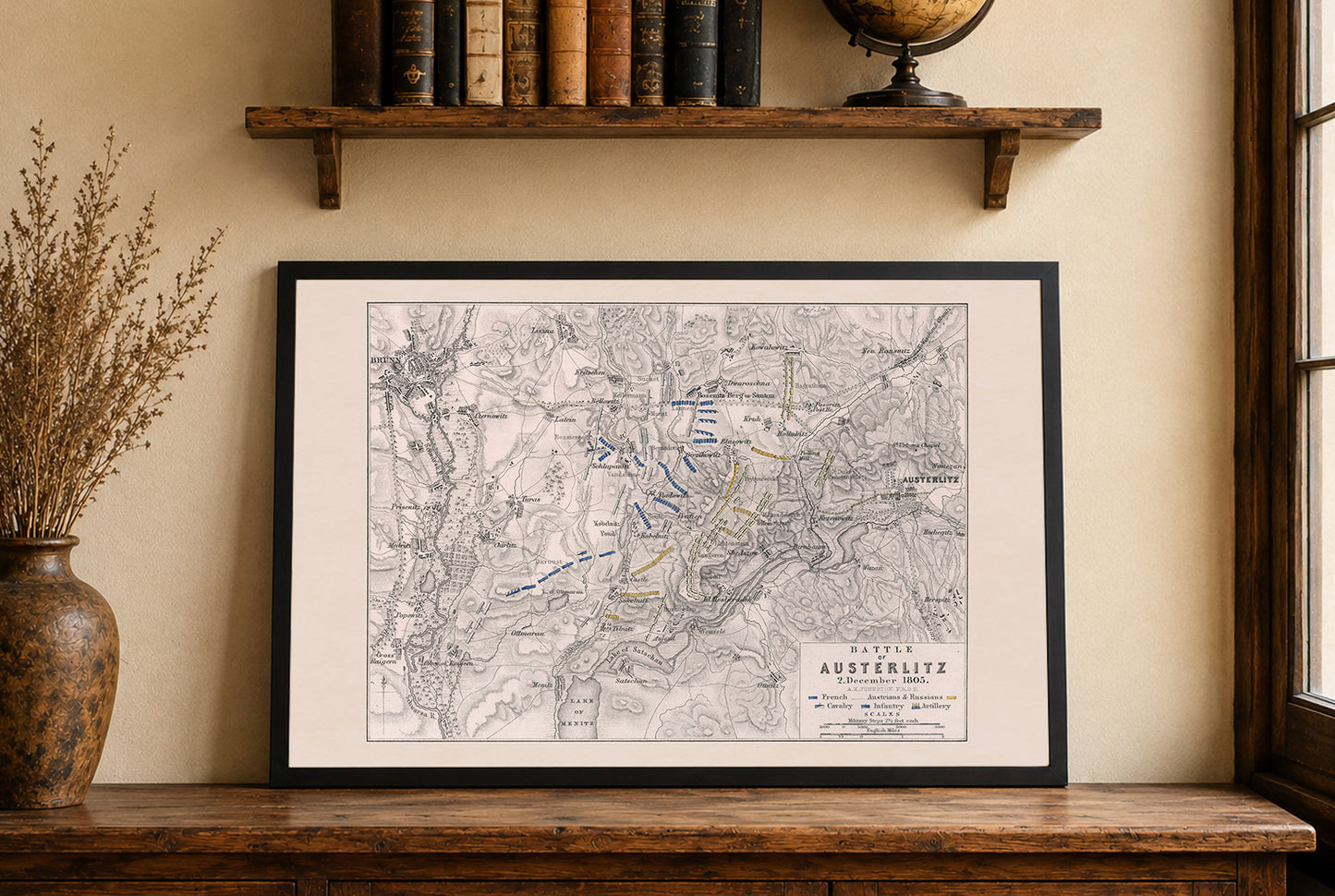 Póster Mapa de la Batalla de Austerlitz (1805) - Arte Militar de la Mayor Victoria de Napoleón