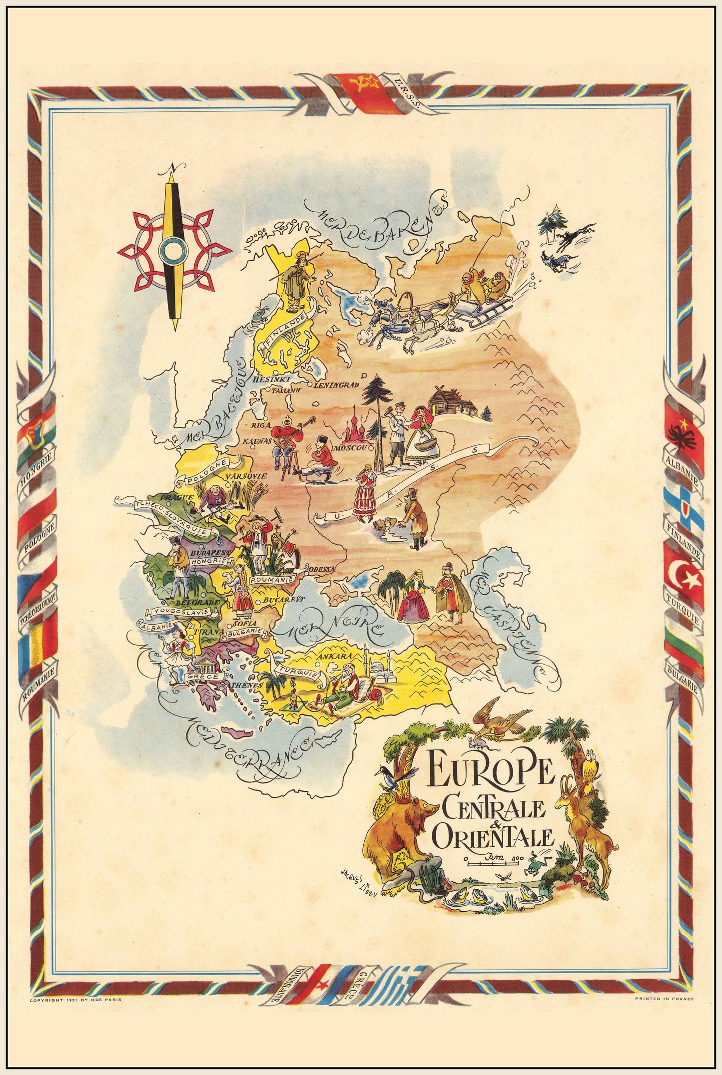 Central & Eastern Europe Illustrated Map - Vintage Pictorial Map with Cities and Wildlife - Strategy Maps