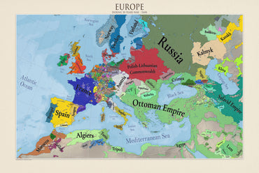 Europa w 1644 - Plakat z Mapą Wojny Trzydziestoletniej