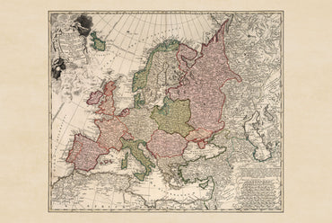 Europa w 1743 roku – Historyczna mapa ścienna z czasów wojny o sukcesję austriacką