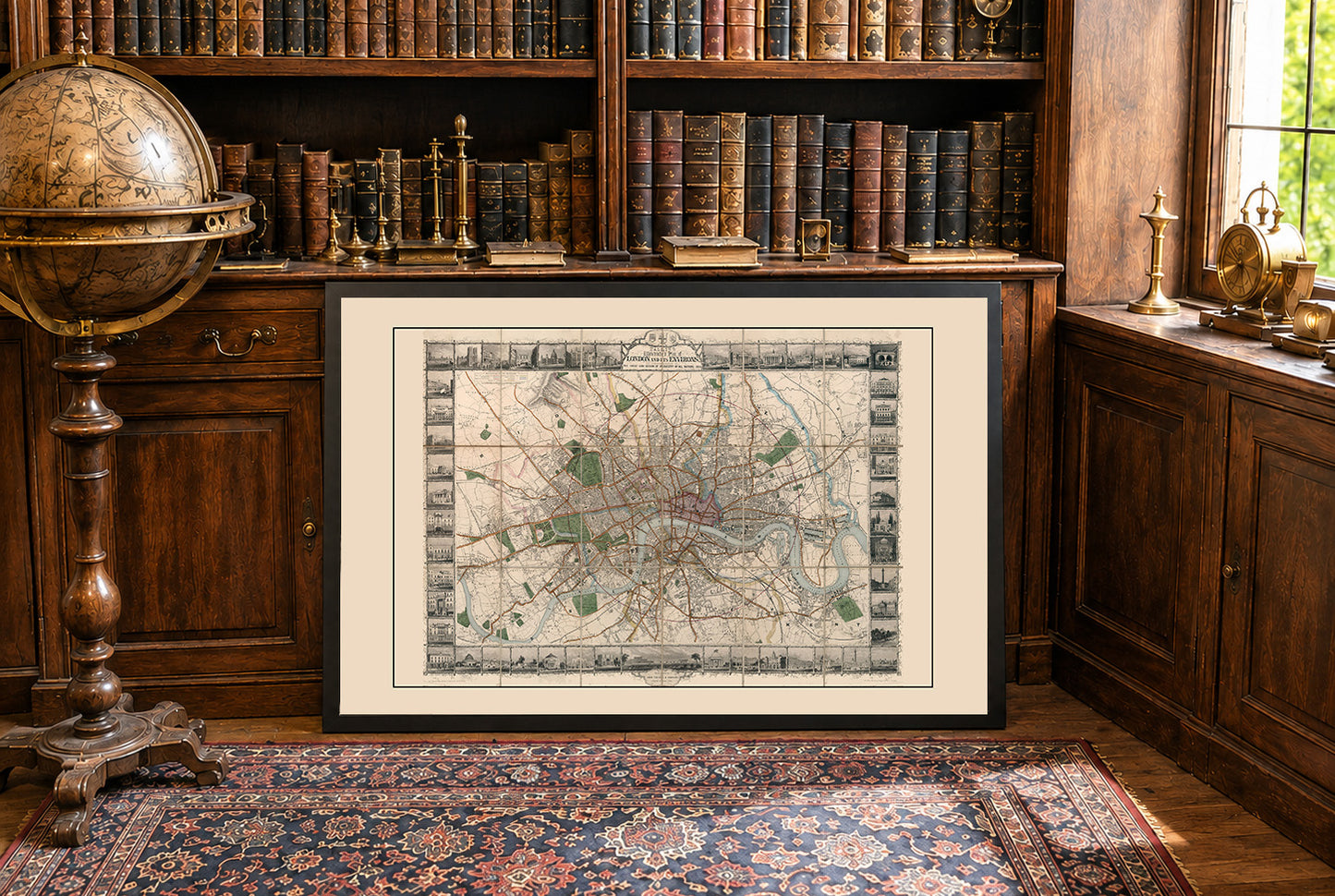 London 1851 - Illustrierte Karte mit wichtigen Sehenswürdigkeiten