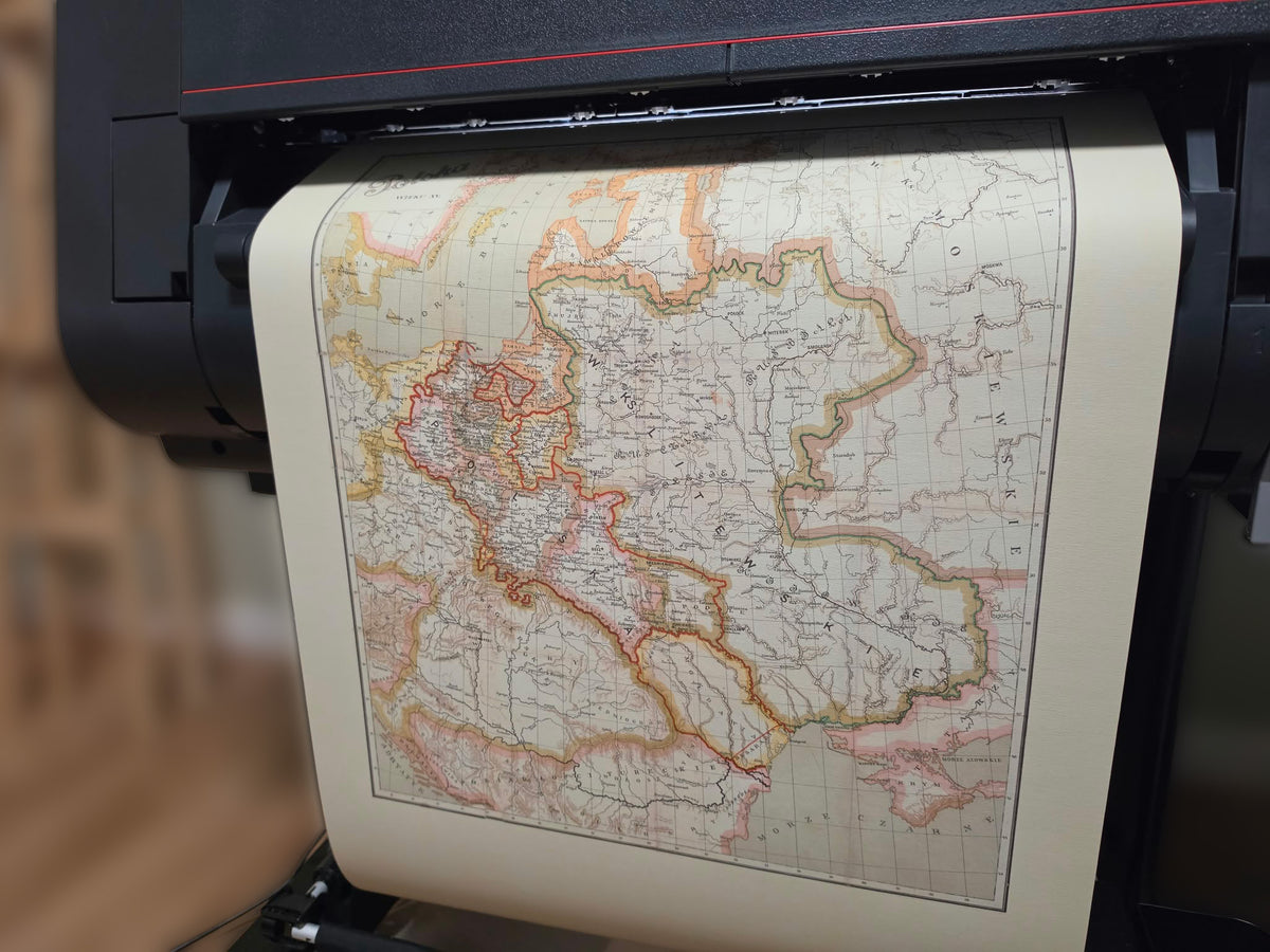 Polska w XV Wieku - Jan Babirecki - Historyczny Plakat z Mapą ok. 1900