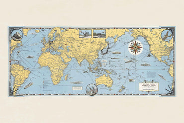 Total War Battle Map Poster (1942) – Vintage WWII Propaganda Wall Art
