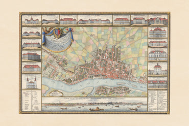 Warszawa 1772 - Historyczna mapa stolicy Polski z najważniejszymi pałacami