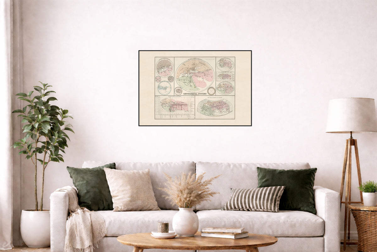 Systemy Geograficzne Starożytnych 1874 - Historyczna Mapa - Plakat