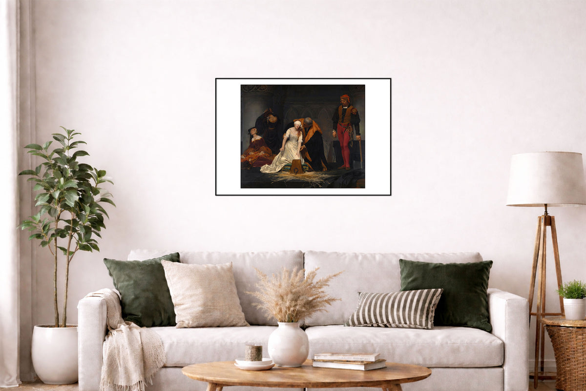 L'Exécution de Lady Jane Grey 1833 - Paul Delaroche - Histoire des Tudor - Affiche Peinture Historique