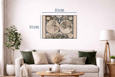 Pieter Goos 1667 World Map Poster - with Ornate Illustration and Atlas Style - Strategy Maps