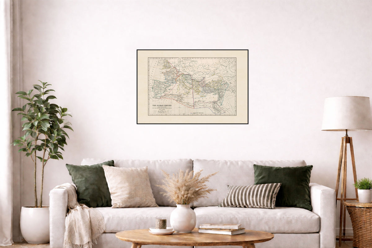 Cesarstwo Rzymskie po Podziale na Wschodnie i Zachodnie 1873 - Plakat z Mapą