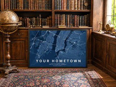 Get Your Hometown Blueprint Map - Modern City Street Wall Art