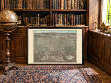 1906 Los Angeles Map Poster - Panoramic City Plan with Streets and Rail Lines