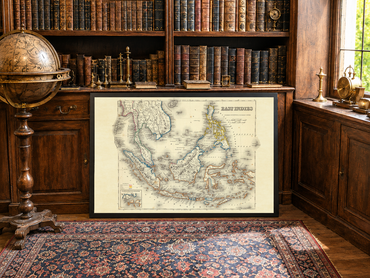 1856 Wschodnioindyjski Druk Kartograficzny - zabytkowa mapa z granicami kolonialnymi i szczegółami regionalnymi