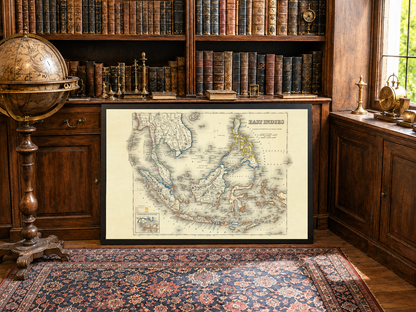 1856 Wschodnioindyjski Druk Kartograficzny - zabytkowa mapa z granicami kolonialnymi i szczegółami regionalnymi