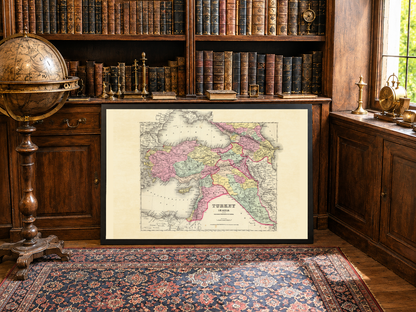 1856 Turcja Azja Kaukaz Druk kartograficzny - Stara mapa ze szczegółowymi granicami i geografią
