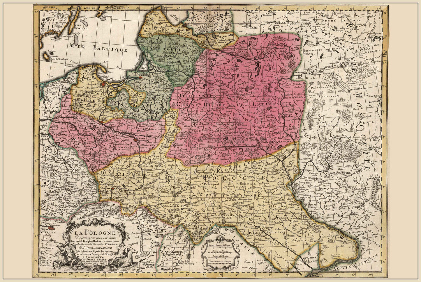 Vintage Polish-Lithuanian Commonwealth Map 1740 - Strategy Maps
