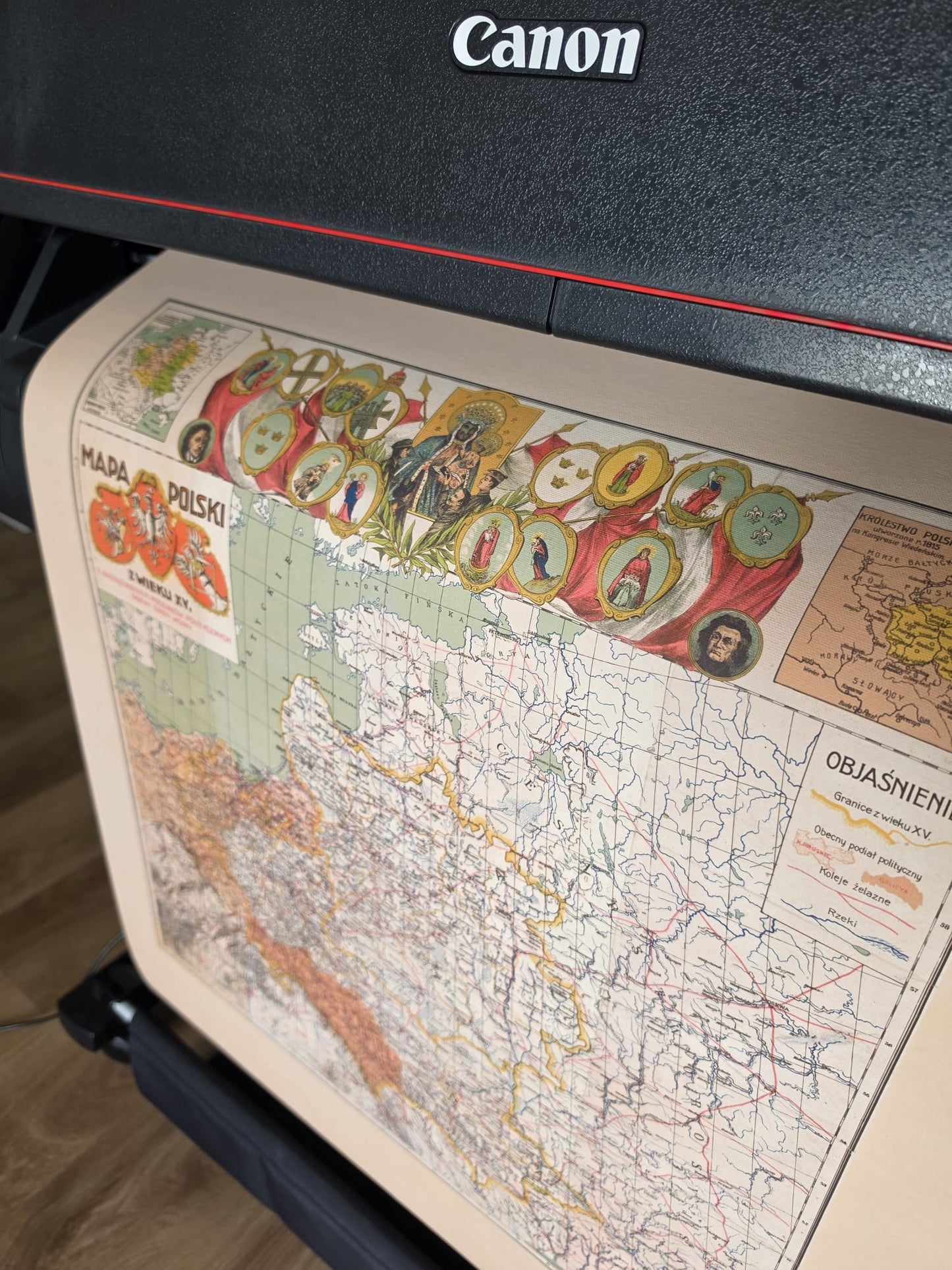 Plakat z Mapą Polski XV Wieku - Vintage Dekoracja Ścienna Rzeczypospolitej Obojga Narodów