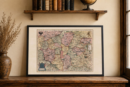 1623 Bohemia Map Print - Mercator & Hondius Atlas Map of Czech Republic, Colored Historical Wall Art