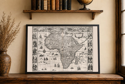 1630 Africa Map “Africae Nova Descriptio” - Major Cities & Regional Dress Print