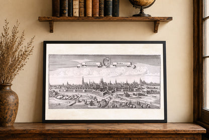 1650 Wroclaw Map Poster - Breslau City Plan with Fortifications and Church Spires