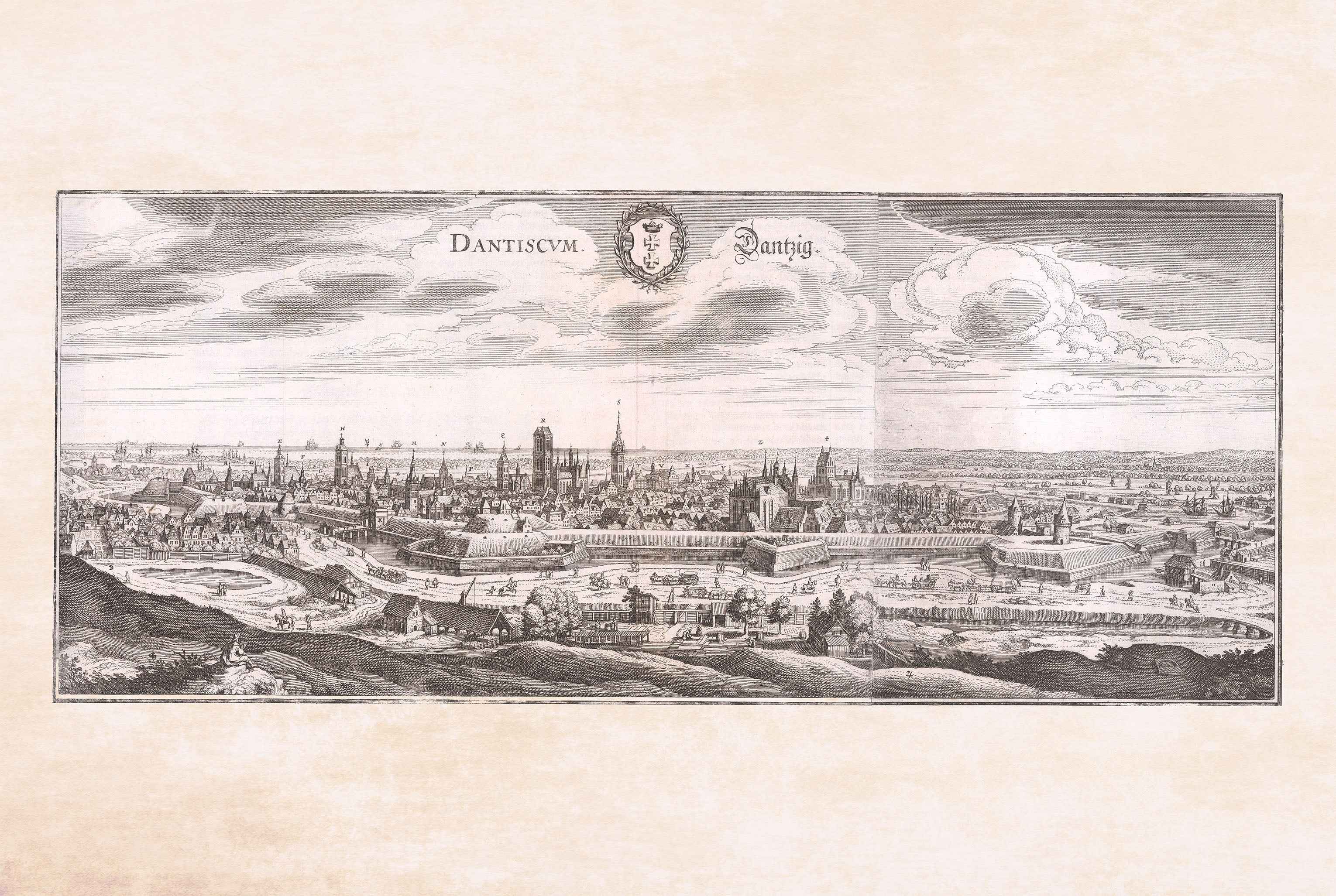 1652 Danzig Map Poster - Gdańsk Bird’s-Eye City Plan with Fortifications and River Motława - Strategy Maps