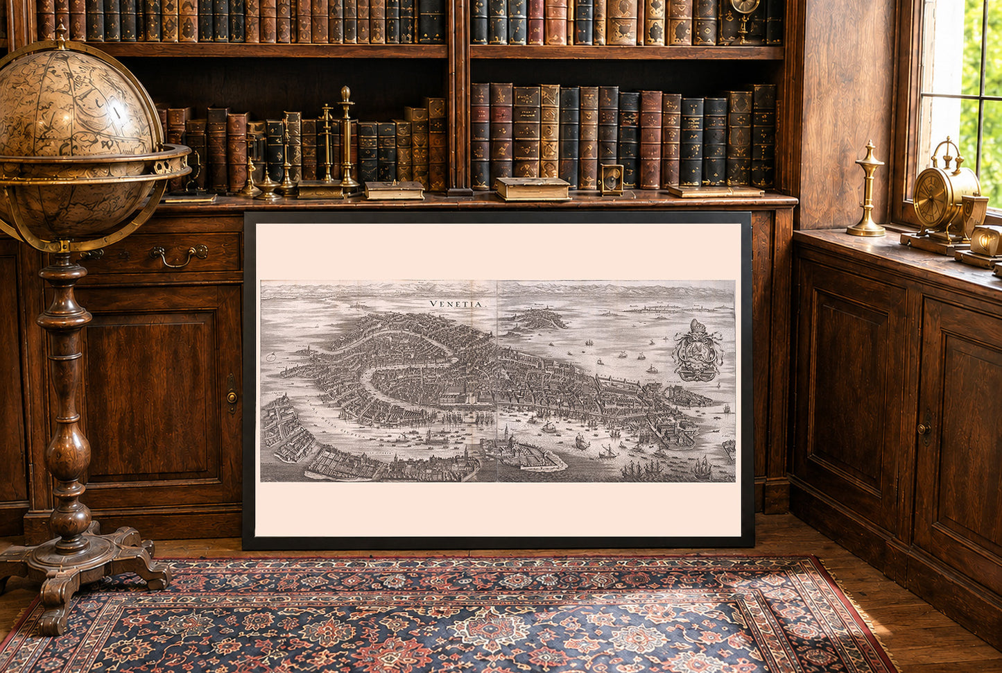 1688 Venice Map Poster - Panoramic City Plan with Grand Canal and Lagoon Detail