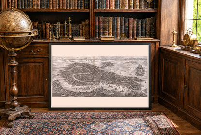 1688 Venice Map Poster - Panoramic City Plan with Grand Canal and Lagoon Detail