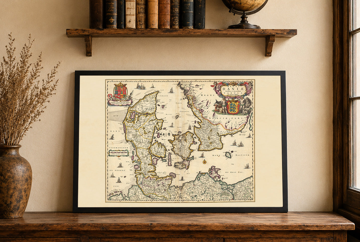 1690 Dania Vintage Mapa - Ilustracja Historycznych Granic Królestwa