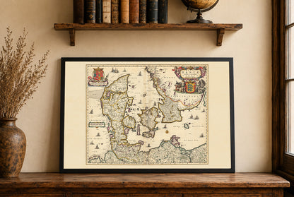 1690 Dania Vintage Mapa - Ilustracja Historycznych Granic Królestwa