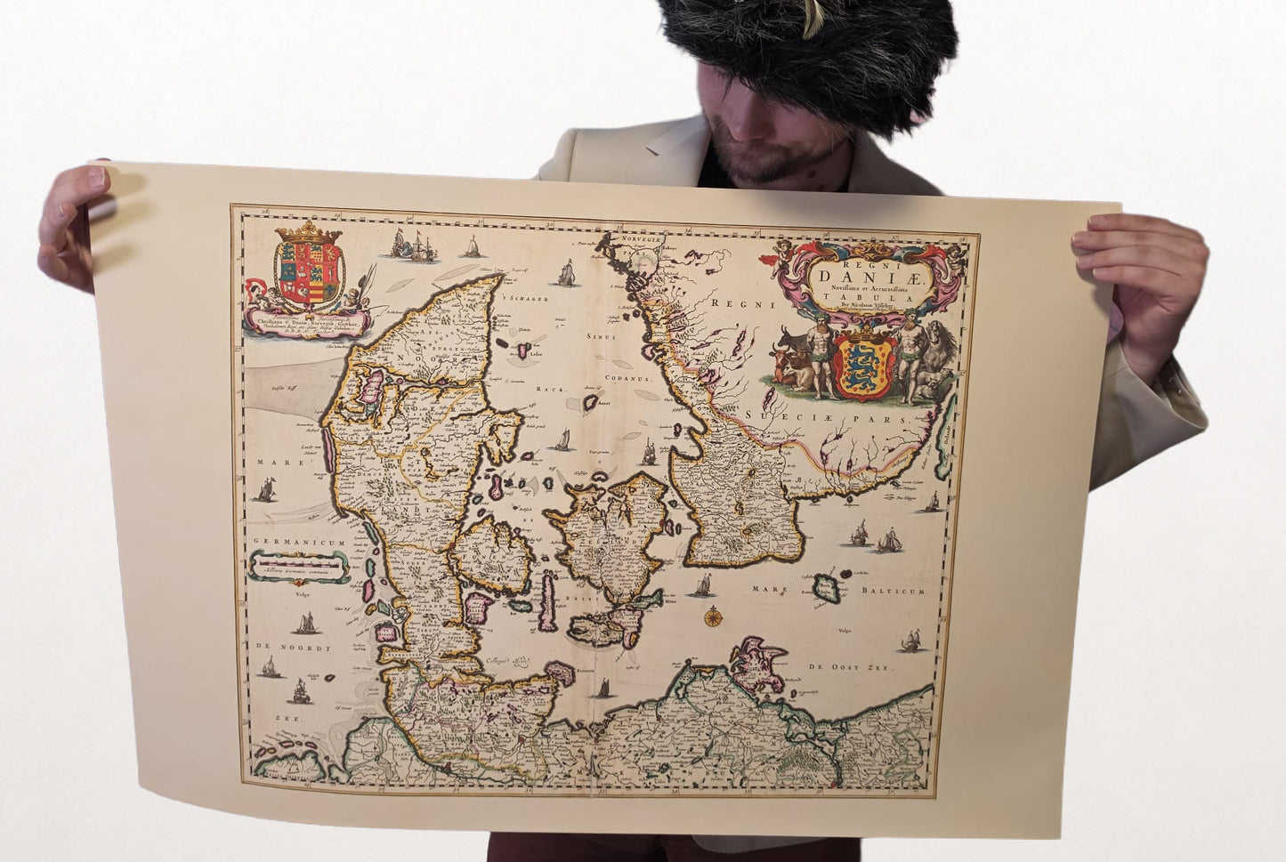 1690 Dania Vintage Mapa - Ilustracja Historycznych Granic Królestwa