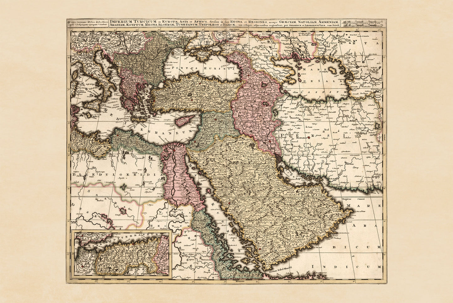 1740 Imperium Osmańskie – XVIII-wieczna historyczna mapa ścienna