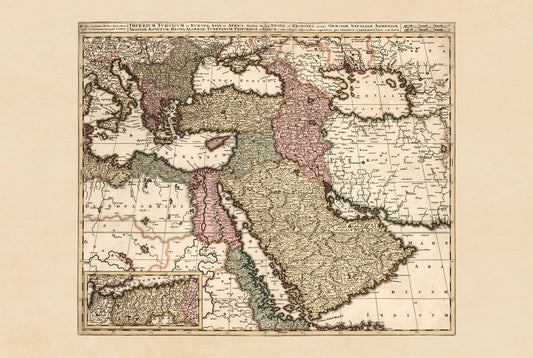 1740 Ottoman Empire - 18th Century Historical Wall Map