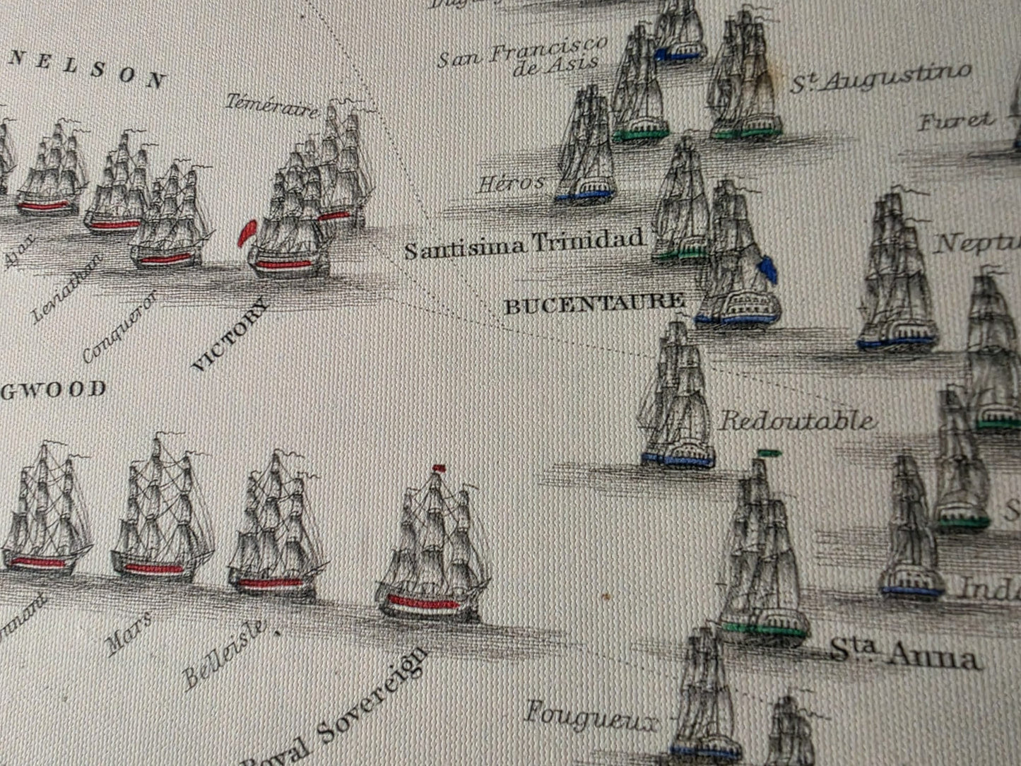 1805 Bitwa pod Trafalgarem - Historyczna Mapa Morska z Rozstawieniem Flot