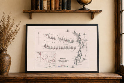 1805 Bitwa pod Trafalgarem - Historyczna Mapa Morska z Rozstawieniem Flot
