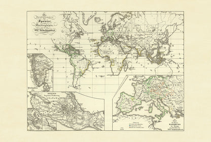 Mapa Kolonialnego Imperium Hiszpanii i Portugalii z 1854 roku - Plakat historycznego atlasu