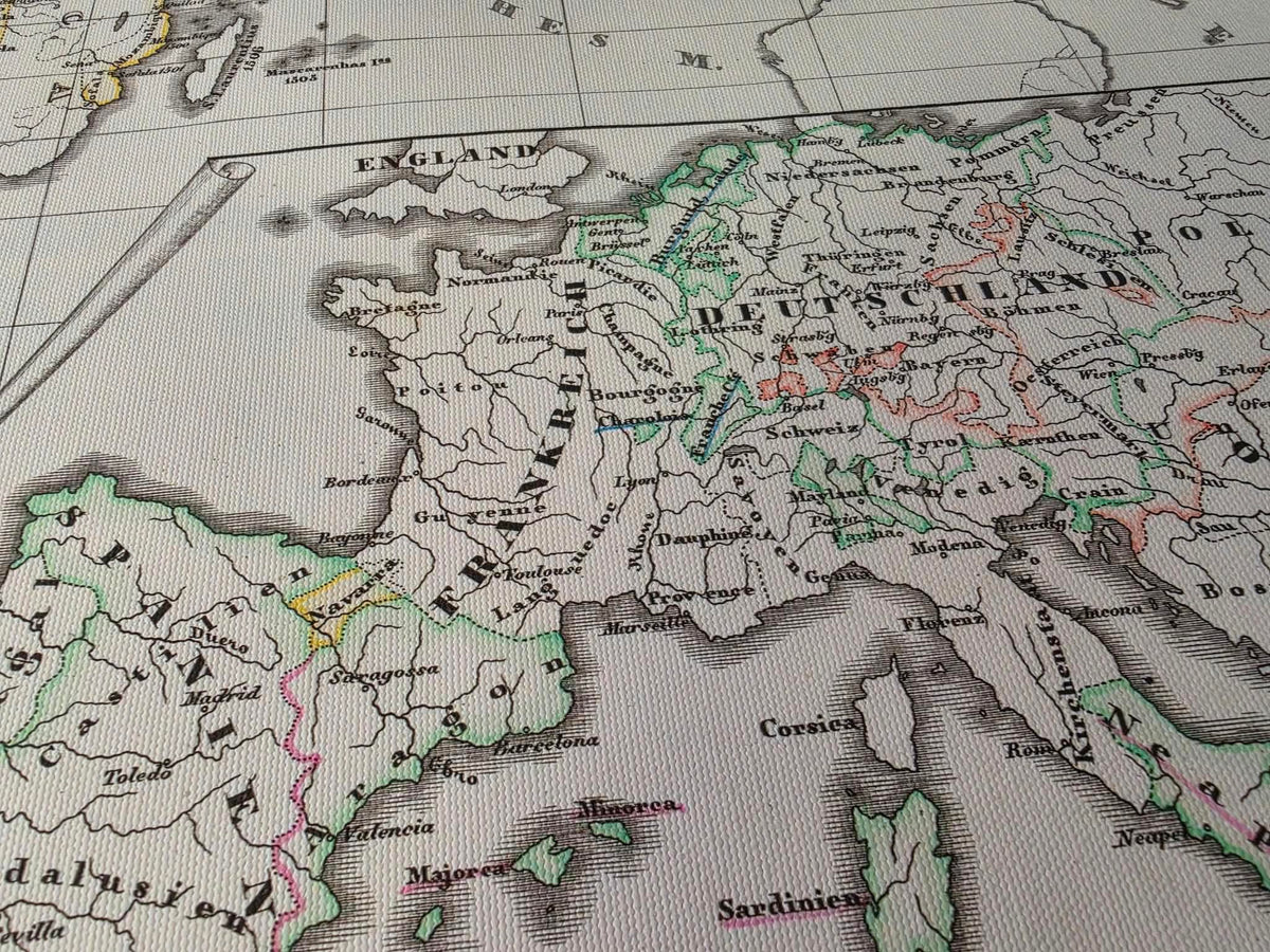 Mapa Kolonialnego Imperium Hiszpanii i Portugalii z 1854 roku - Plakat historycznego atlasu