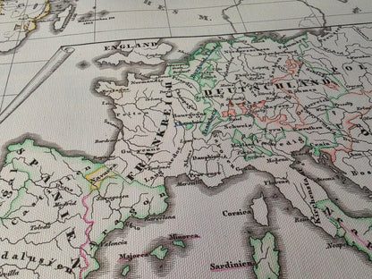 Mapa Kolonialnego Imperium Hiszpanii i Portugalii z 1854 roku - Plakat historycznego atlasu
