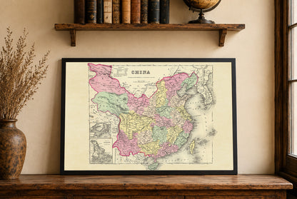 1856 China Kartografie Druck - Vintage-Karte mit Provinzgrenzen und Atlasdetails