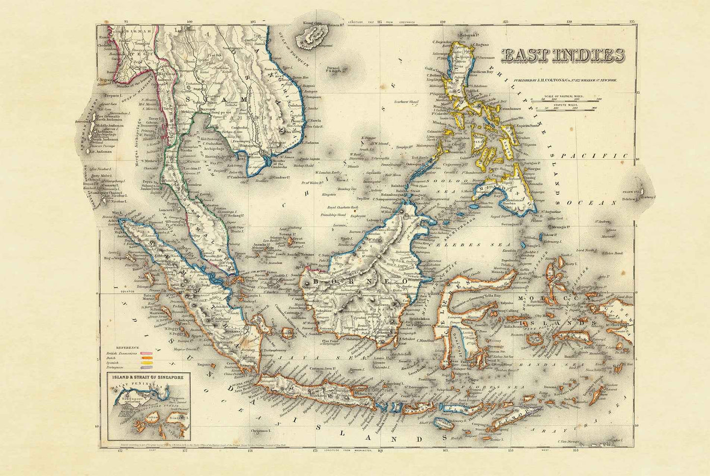 1856 East Indies Cartography Print - Vintage Map with Colonial Boundaries and Regional Detail - Strategy Maps