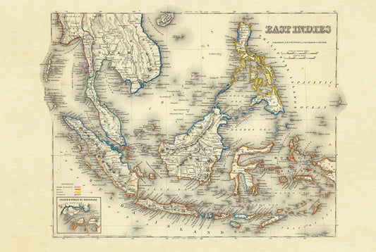 1856 East Indies Cartography Print - Vintage Map with Colonial Boundaries and Regional Detail - Strategy Maps