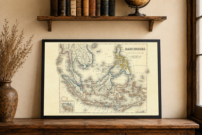 1856 East Indies Cartography Print - Vintage Map with Colonial Boundaries
