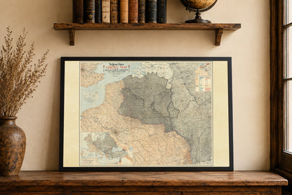 1918 Western Front Map Poster - Map of World War I Battle Lines in Europe