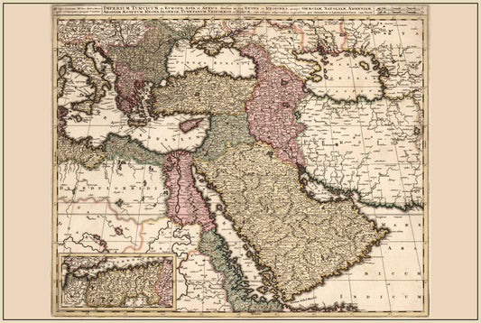 1740 Ottoman Empire – 18th Century Historical Wall Map - Strategy Maps