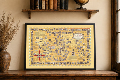 Plakat A World of Stamps (1947) - Vintage Dekoracja Ścienna Filatelii i Historii Poczty