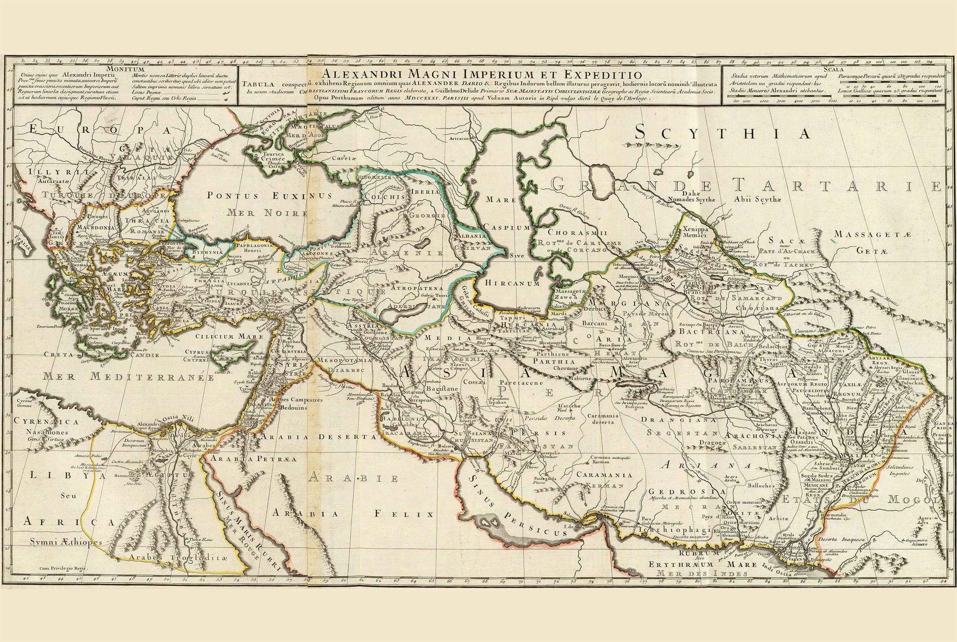 Alexander the Great Empire Map Print - Ancient Campaigns & Expanding Territories Illustration - Strategy Maps