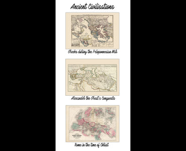 Ancient Civilisations Map Poster - Greece, Alexander the Great & Roman Empire Wall Art