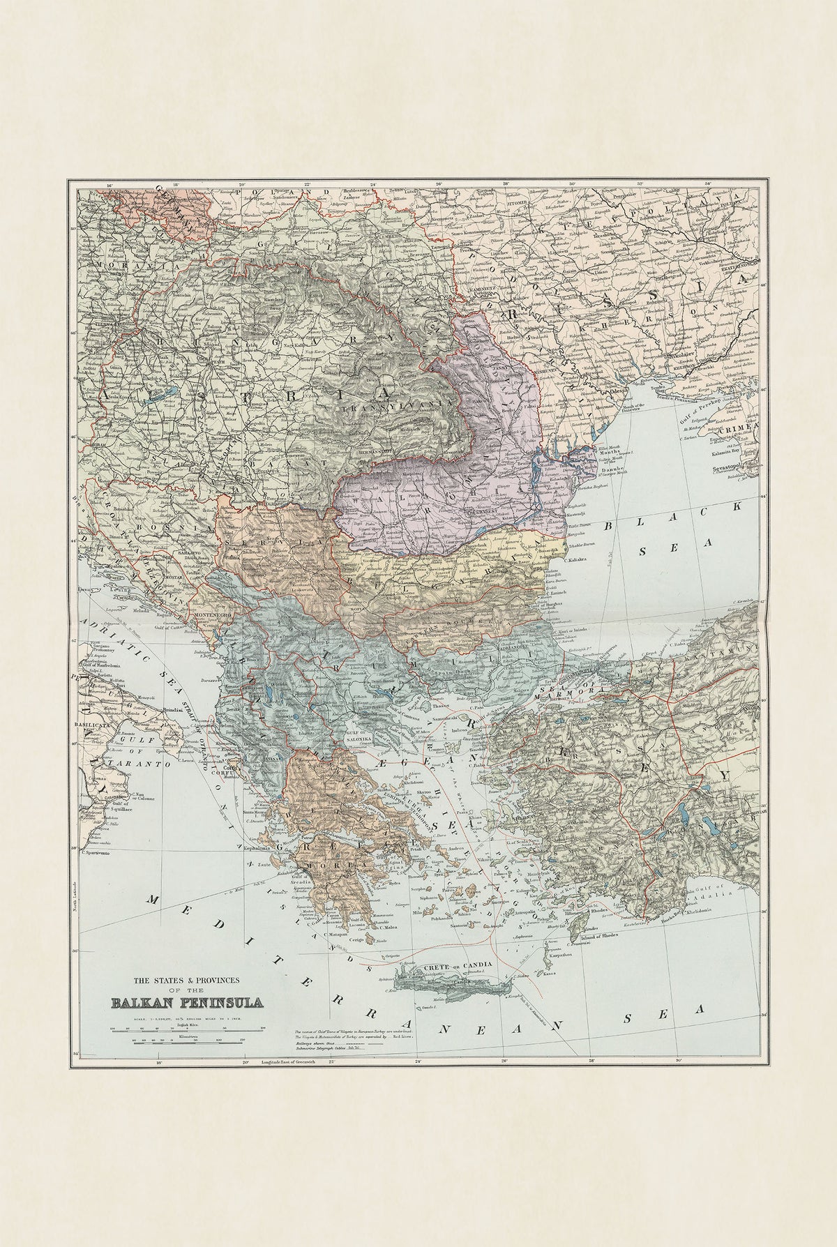 Półwysep Bałkański 1904 - Państwa i Prowincje - Edward Stanford – Plakat z Mapą