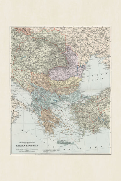 Półwysep Bałkański 1904 - Państwa i Prowincje - Edward Stanford – Plakat z Mapą